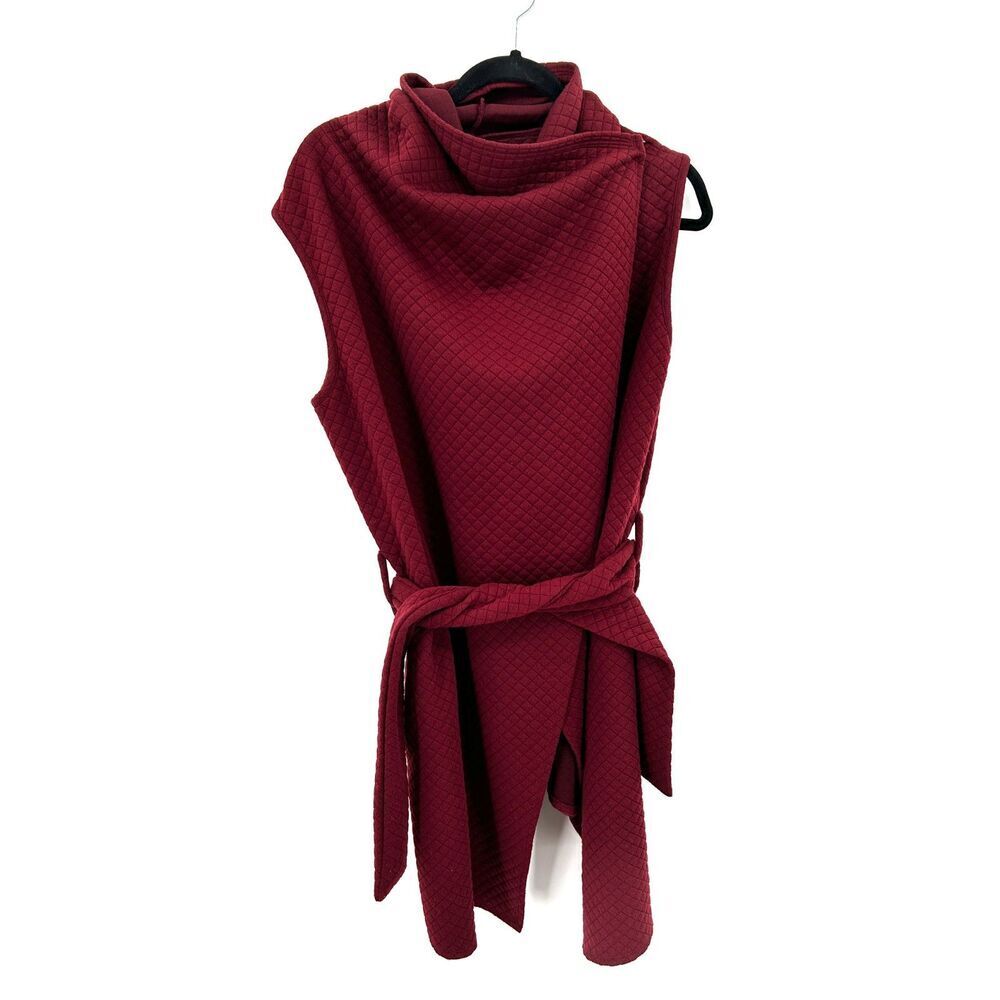 RUTI *Flawed* Red Burgundy Quilted Forever Jacket Cardigan Sweater Large / XL
